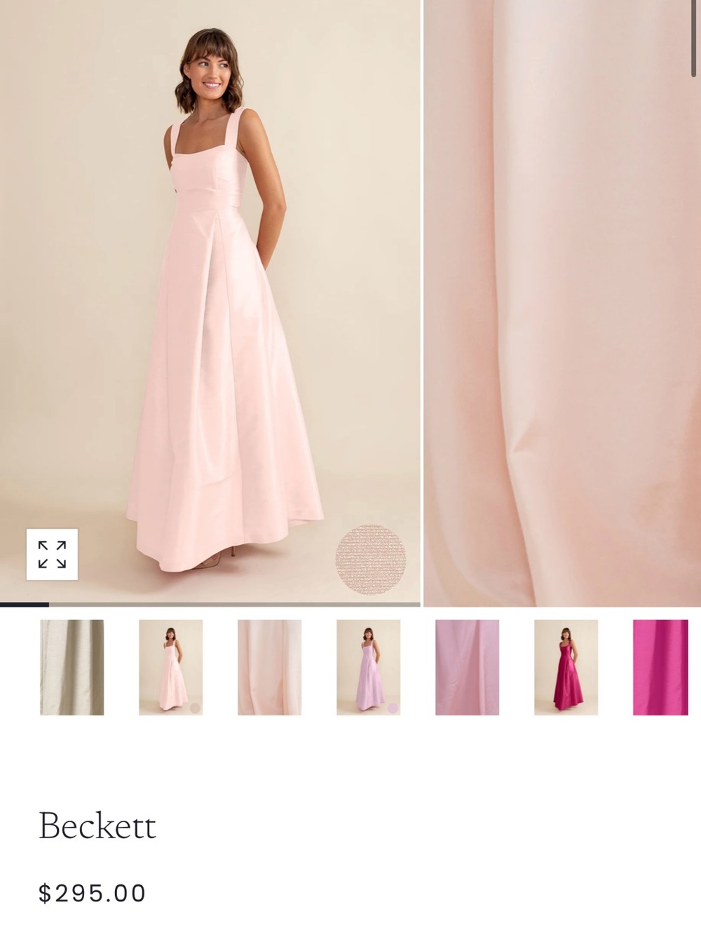 Beckett Square-Neck Maxi Dress in Light Blush